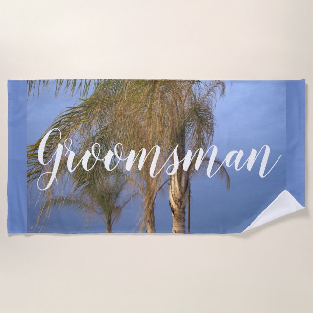 Serviette de plage aux palmiers pour garçon d'honn (Devant)