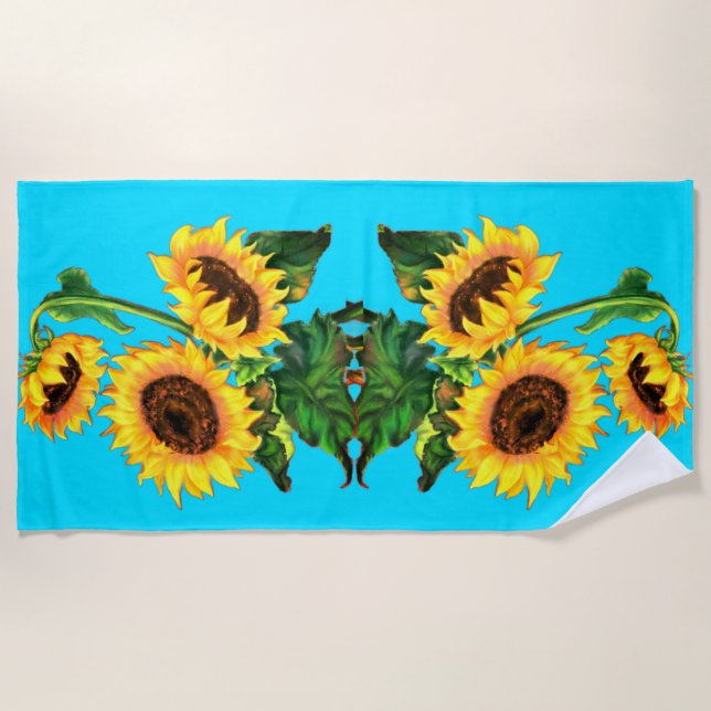 Serviette de plage aux tournesols jaunes (Devant)