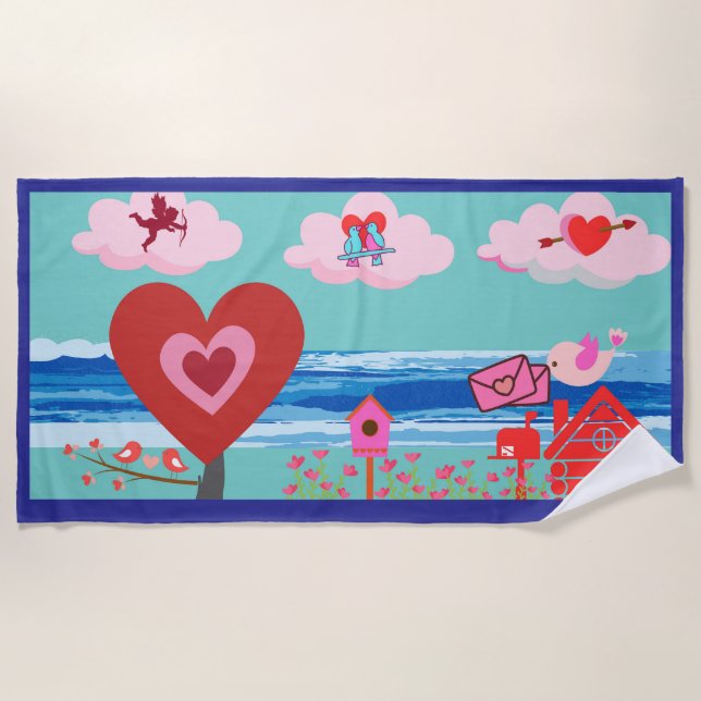 Serviette de plage Avec Amour Plage Paysage doux (Devant)