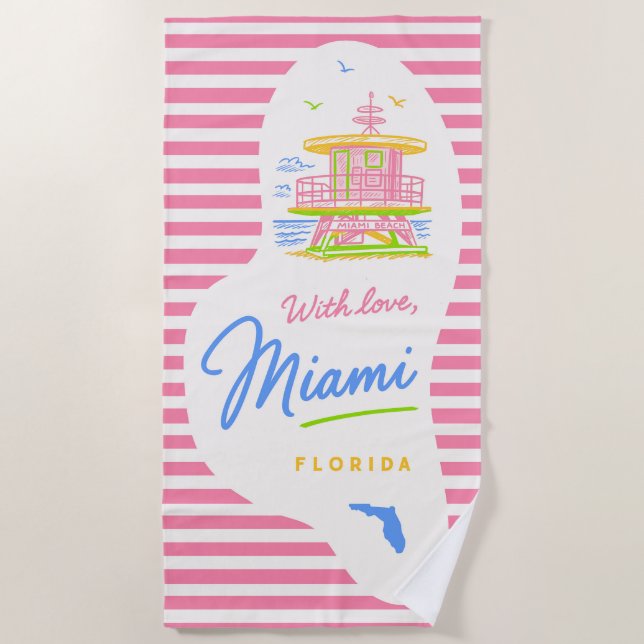 Serviette de plage avec amour stand de maître-nage (Devant)