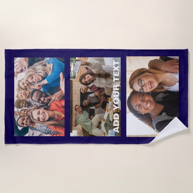 Serviette de plage avec collage personnalisé de vo (Devant)