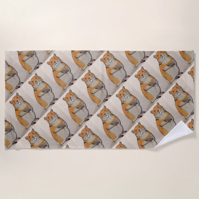 Serviette de plage avec hamster jaune (Devant)