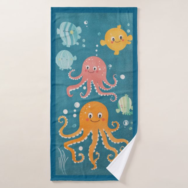 Serviette de plage avec illustration de pieuvre ka (Serviette de bain)