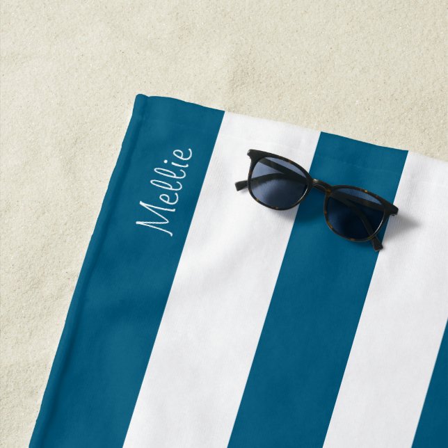 Serviette de plage avec nom de monogramme (En situation)