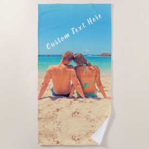Serviette de plage avec photo et texte personnalis