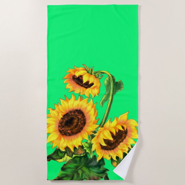 Serviette de plage avec tournesols (Devant)