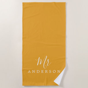 Serviette De Plage Avenir Chic M. Mellow Yellow Monogram Beach Towel