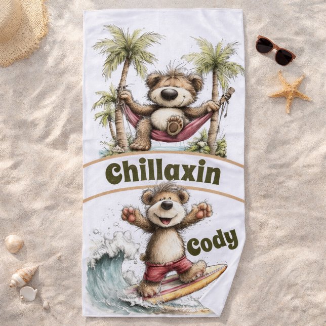 Serviette De Plage Aventure de plage ensoleillée  (Créateur téléchargé)