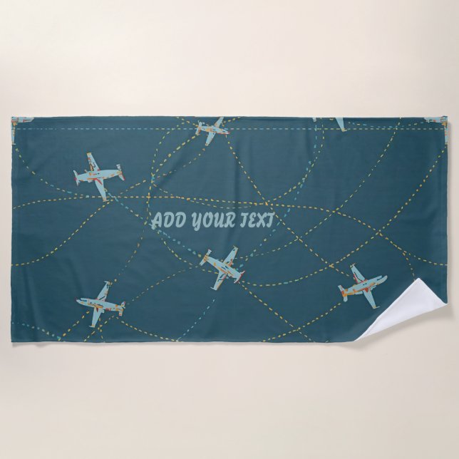 Serviette de plage avion – Personnalisée avec votr (Devant)