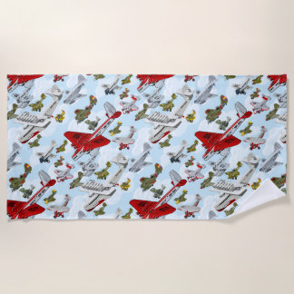 Serviette De Plage Avions rétro dessin animé