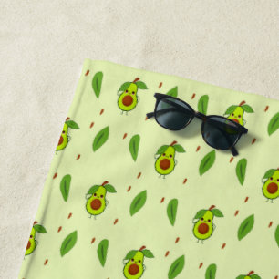 Serviette De Plage Avocat Cute kawaii vert