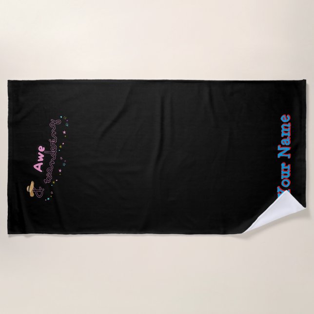 Serviette De Plage Awe personnalisé et errance (Devant)