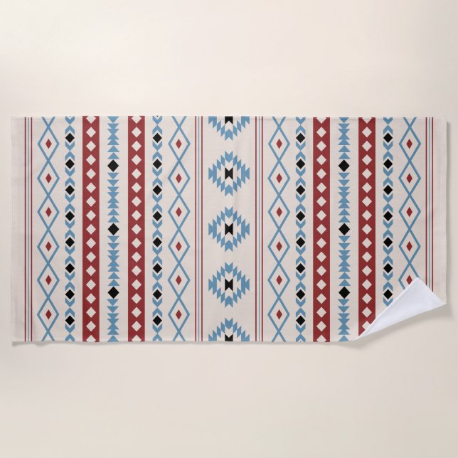 Serviette De Plage Aztec Blue Red Black Cream Mixte Motifs Motif (Devant)