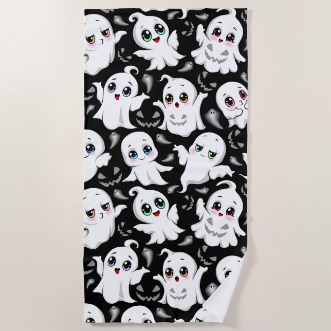 Serviette De Plage Baby Ghosts Éffrayant mignon Halloween humeur (Devant)