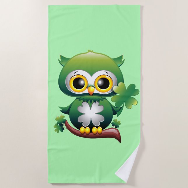 Serviette De Plage Baby Owl St Patrick Paddy Cartoon (Devant)