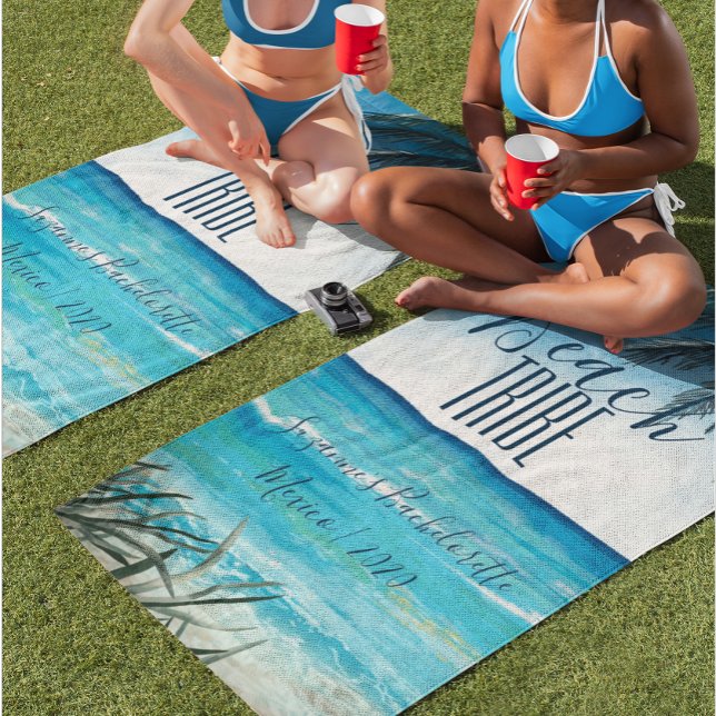 Serviette De Plage Bachelorette Aquarelle Plage Tribe Mer (Créateur téléchargé)