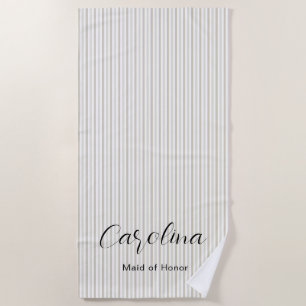 Serviette De Plage Bachelorette Chic Pinstripes Beige Bridesmaid