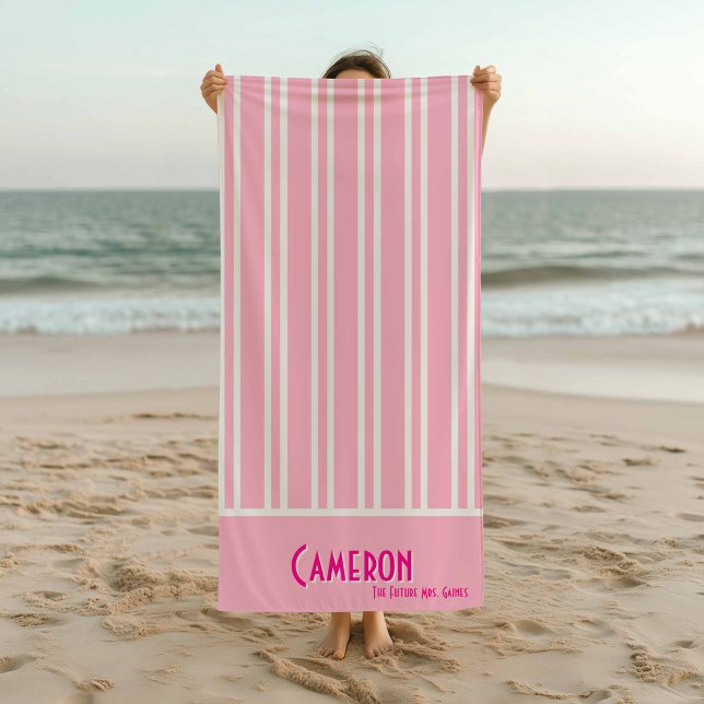 Serviette De Plage Bachelorette Chic Ville Rose (Pink City Chic Stripe Beach Towel)