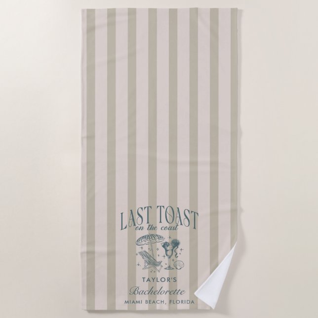 Serviette De Plage Bachelorette Côtière Cocktail Party Navy (Devant)