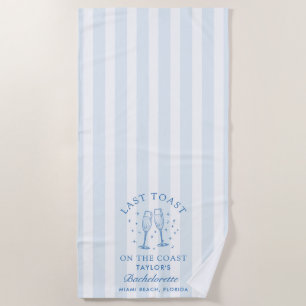 Serviette De Plage Bachelorette Côtière Moderne Cocktail Party Blue