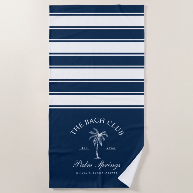 Serviette De Plage Bachelorette de la Marine et des Grandes Blancs (Devant)