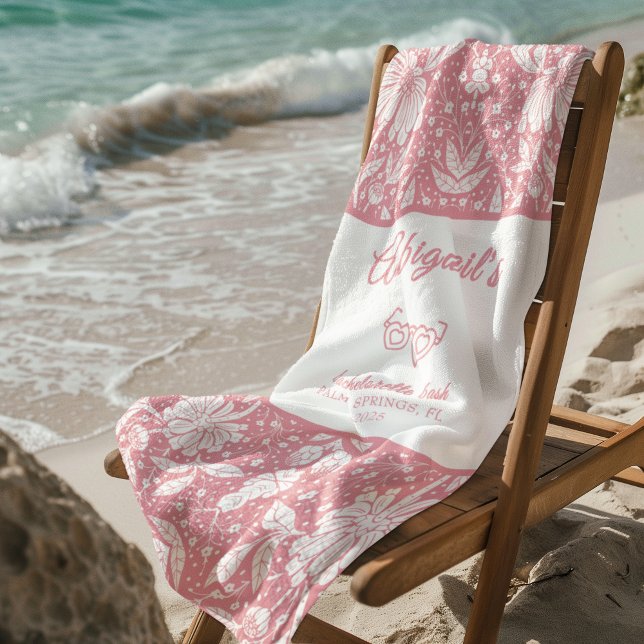 Serviette De Plage Bachelorette Florale rose William Morris Motif (Créateur téléchargé)