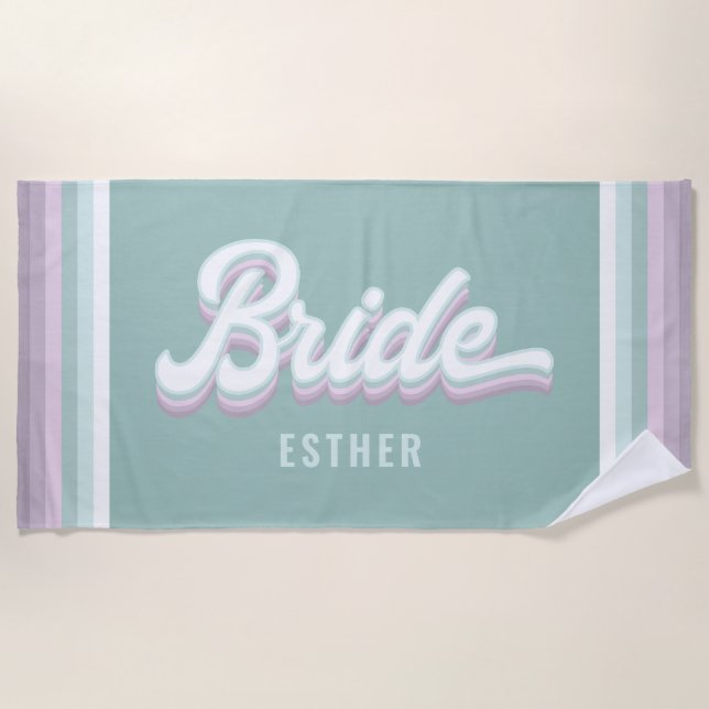 Serviette De Plage Bachelorette mariage pastel branché des années 80 (Devant)