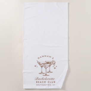 Serviette De Plage Bachelorette Retro Cocktail Brown