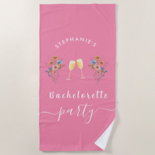 Serviette De Plage Bachelorette rose Moderne Floral Cocktail