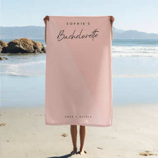 Serviette De Plage Bachelorette rose | Pastel moderne minimaliste