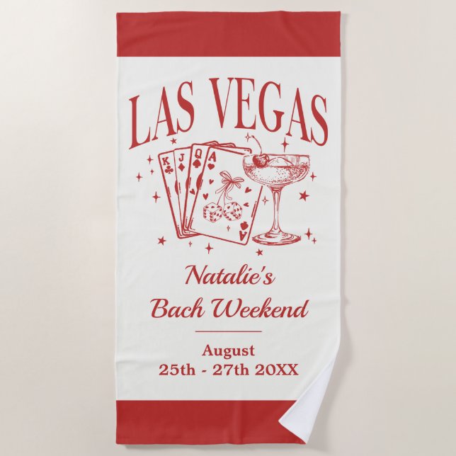 Serviette De Plage Bachelorette sur mesure Las Vegas (Devant)