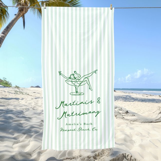 Serviette De Plage Bachelorette verte Martinis & Mariony (Créateur téléchargé)