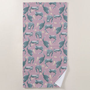 Serviette De Plage Bad Grey Tabby Chats Frapper Tout