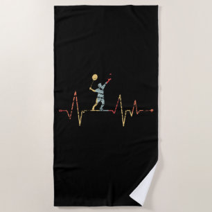 Serviette De Plage Badminton - Bouton de coeur du joueur de badminton