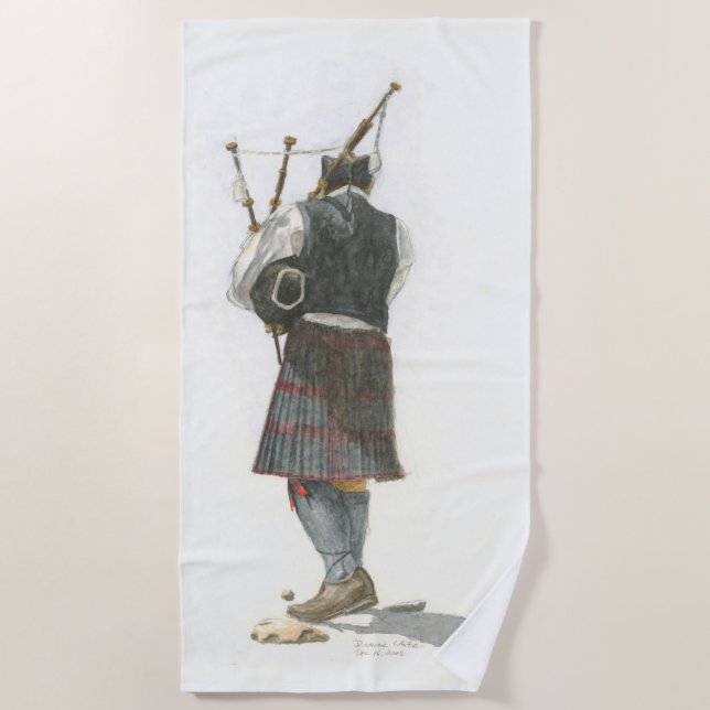 Serviette De Plage Bagpiper (Devant)