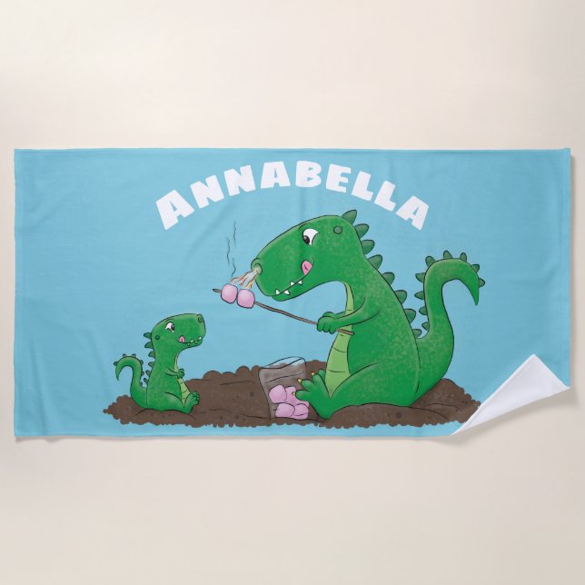 Serviette De Plage Baguettes mignonnes grillant des marshmallows dess (Devant)