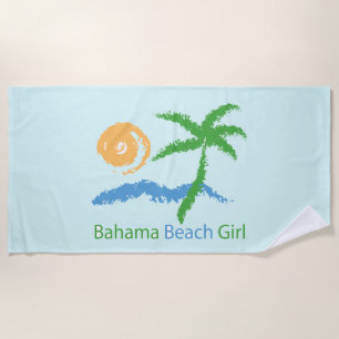 Serviette De Plage Bahama Beach Girl Palm Tree Sun Beach Towne