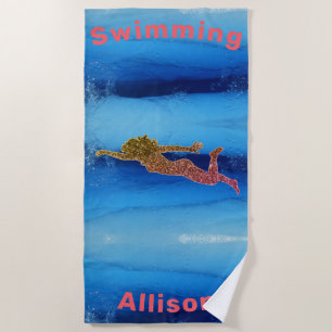 Serviette De Plage Baignade sous l'eau Sparkly Swimmer Beach Serviett