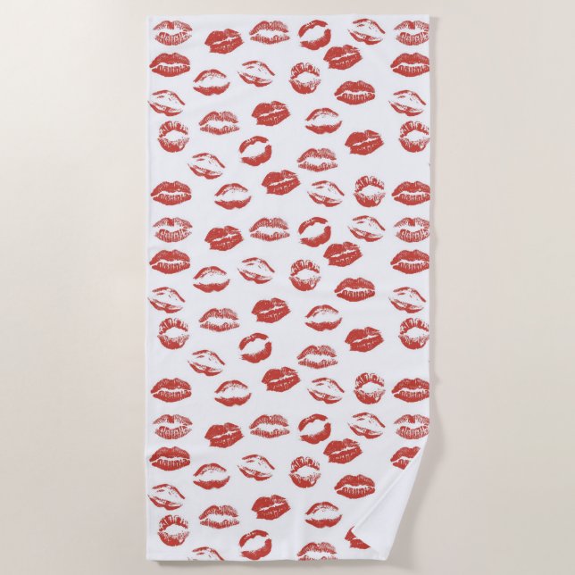 Serviette De Plage Baiser des lèvres rouges (Devant)