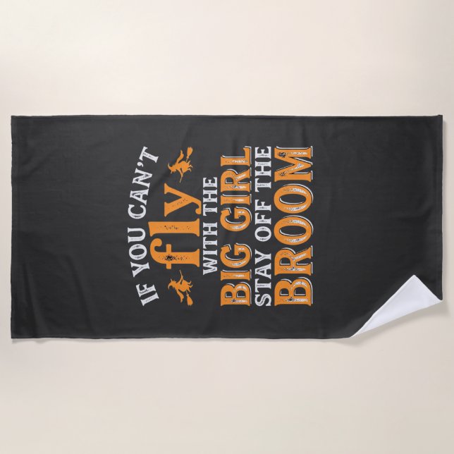 Serviette De Plage Balai de grande fille Citation de sorcière d'Hallo (Devant)