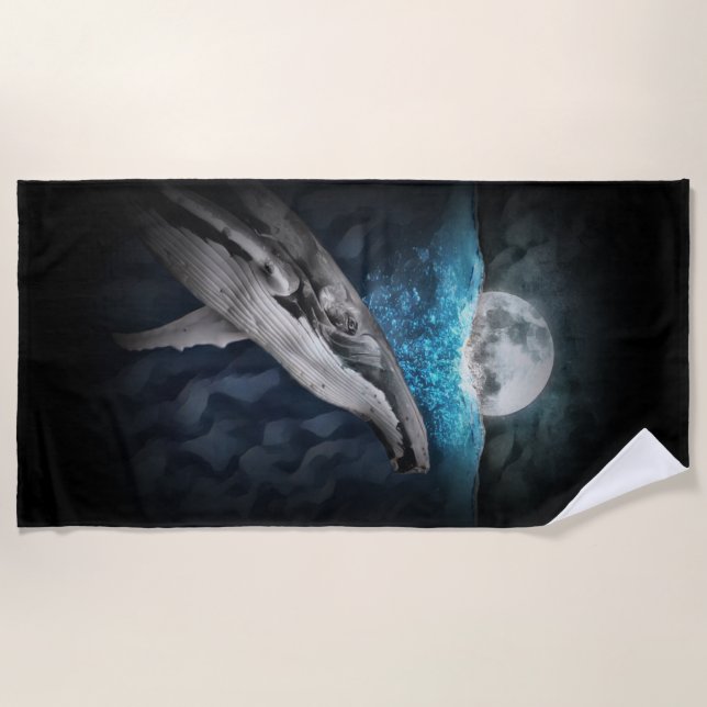 Serviette De Plage Baleine au clair de lune (Devant)
