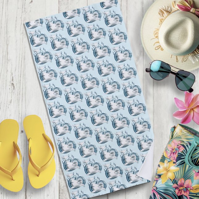 Serviette De Plage Baleine Béluga Bleue (Créateur téléchargé)