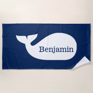 Serviette De Plage Baleine Bleue Whimsical Personnalisée Enfants