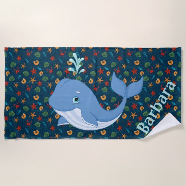 Serviette De Plage Baleine de mer pour enfants  (Devant)