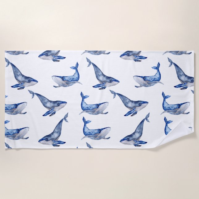 Serviette De Plage Baleines Bleues Vie Marine (Devant)