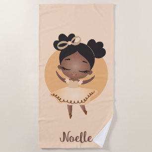 Serviette De Plage Ballerina de l'Afro-Américaine avec Bow