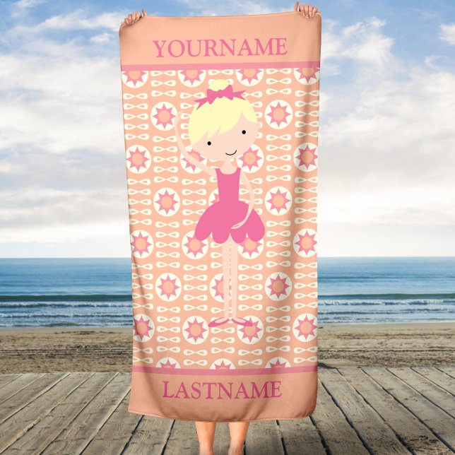 Serviette De Plage Ballerina rose personnalisée (Créateur téléchargé)