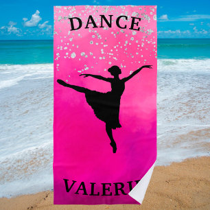 Serviette De Plage Ballerine Danse Rose Ombre Étincelle 