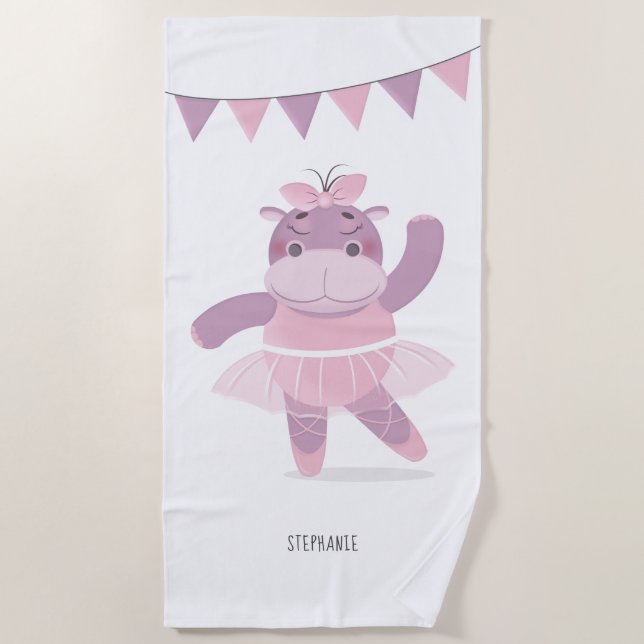 Serviette de plage Ballerine Hippopotame (Devant)