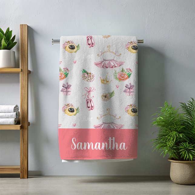 Serviette De Plage Ballet Ballerina Nom personnalisé (Créateur téléchargé)
